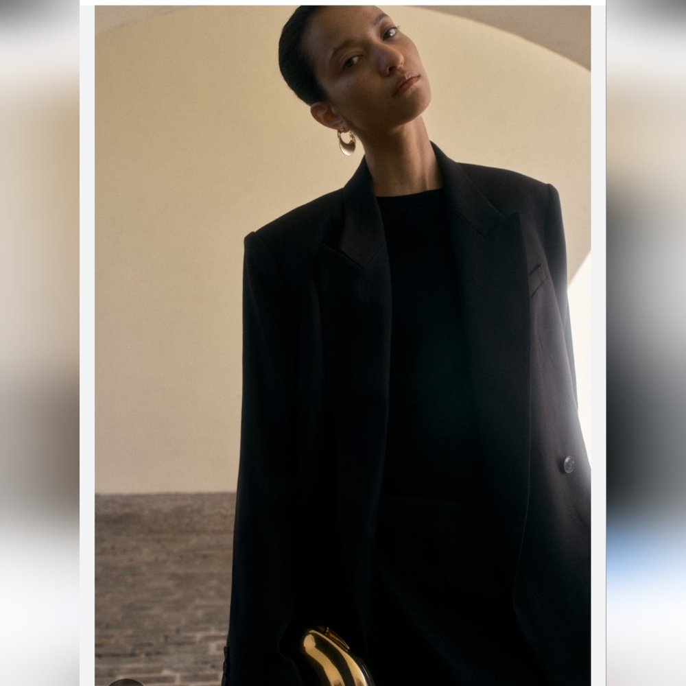 H&M Oversized Long Linen Blazer Black Size XL
